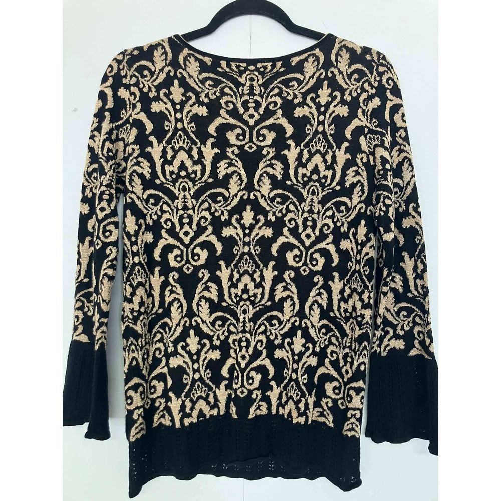 Ruby Rd Petite Black Gold Damask Pattern Long Sle… - image 5